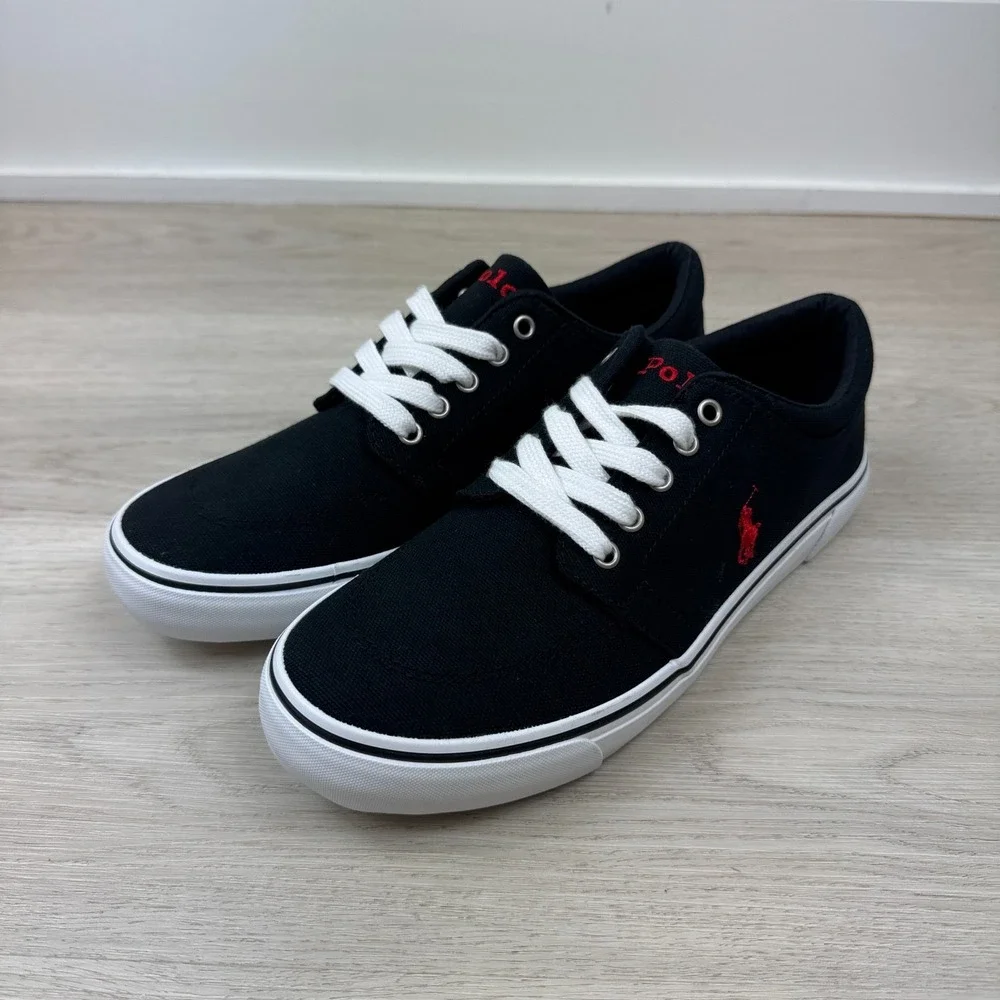 Polo Ralph Lauren Faxson Sneaker Boys 7 Black Red Canvas Pony